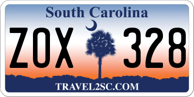 SC license plate ZOX328