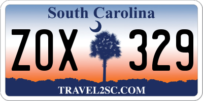 SC license plate ZOX329