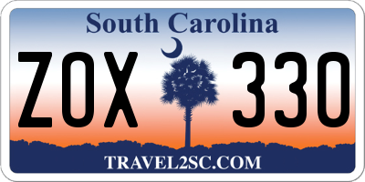 SC license plate ZOX330