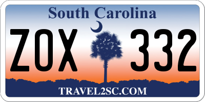 SC license plate ZOX332