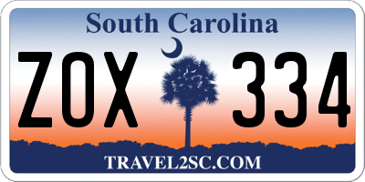 SC license plate ZOX334