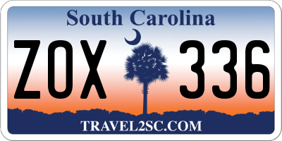SC license plate ZOX336