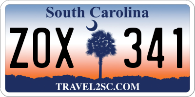 SC license plate ZOX341