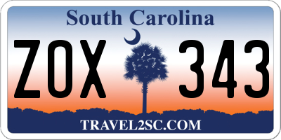 SC license plate ZOX343