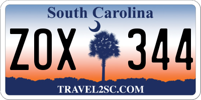 SC license plate ZOX344