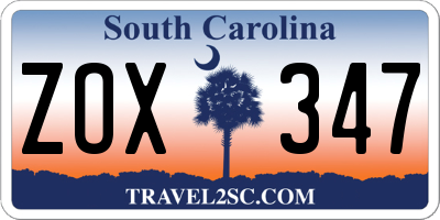 SC license plate ZOX347