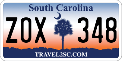 SC license plate ZOX348