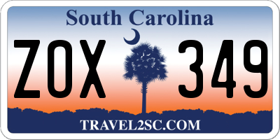 SC license plate ZOX349