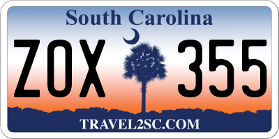 SC license plate ZOX355