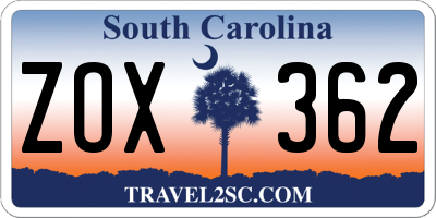 SC license plate ZOX362