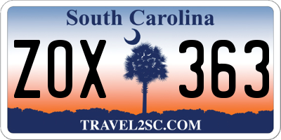 SC license plate ZOX363