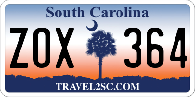 SC license plate ZOX364