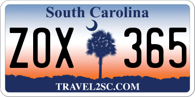 SC license plate ZOX365
