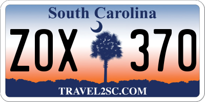 SC license plate ZOX370