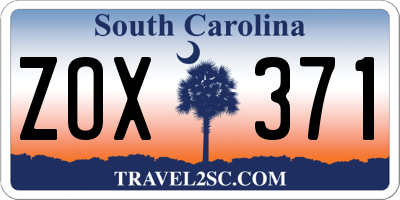 SC license plate ZOX371