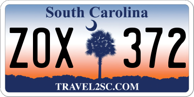 SC license plate ZOX372