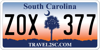 SC license plate ZOX377