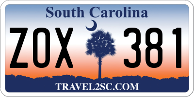 SC license plate ZOX381