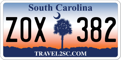 SC license plate ZOX382
