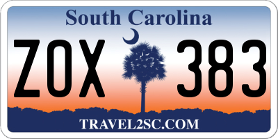 SC license plate ZOX383