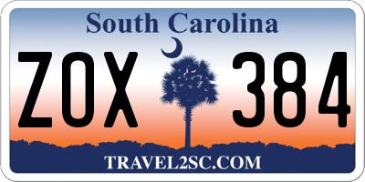 SC license plate ZOX384
