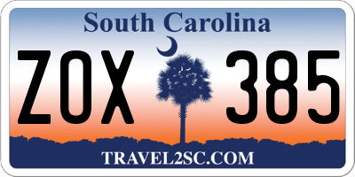 SC license plate ZOX385