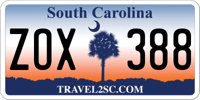 SC license plate ZOX388
