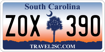 SC license plate ZOX390