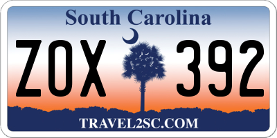SC license plate ZOX392