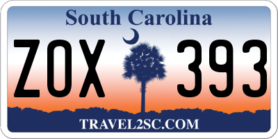 SC license plate ZOX393