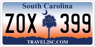 SC license plate ZOX399