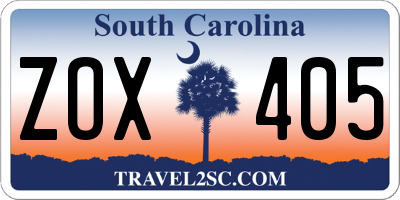 SC license plate ZOX405