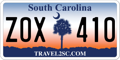 SC license plate ZOX410