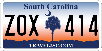 SC license plate ZOX414