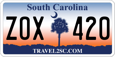SC license plate ZOX420
