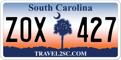 SC license plate ZOX427