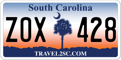 SC license plate ZOX428
