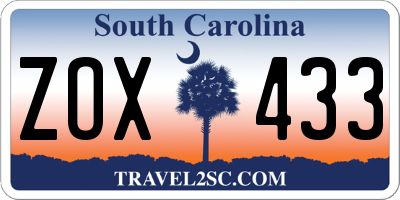SC license plate ZOX433
