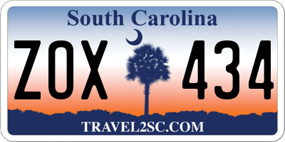 SC license plate ZOX434