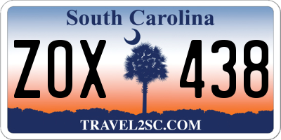 SC license plate ZOX438