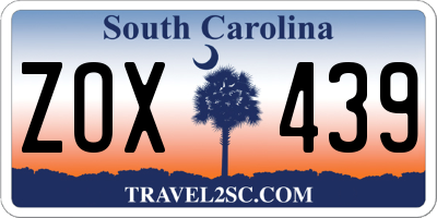 SC license plate ZOX439