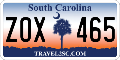 SC license plate ZOX465