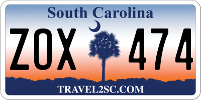 SC license plate ZOX474