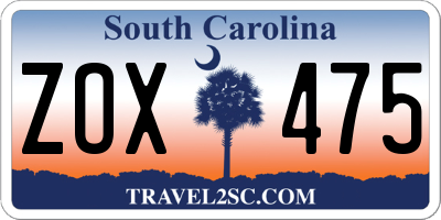 SC license plate ZOX475