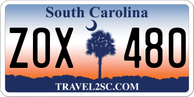 SC license plate ZOX480