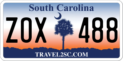 SC license plate ZOX488