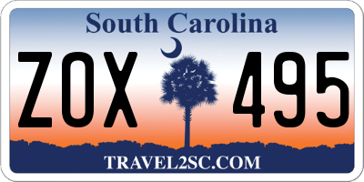 SC license plate ZOX495
