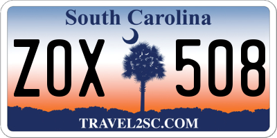 SC license plate ZOX508