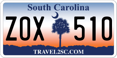 SC license plate ZOX510