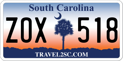 SC license plate ZOX518